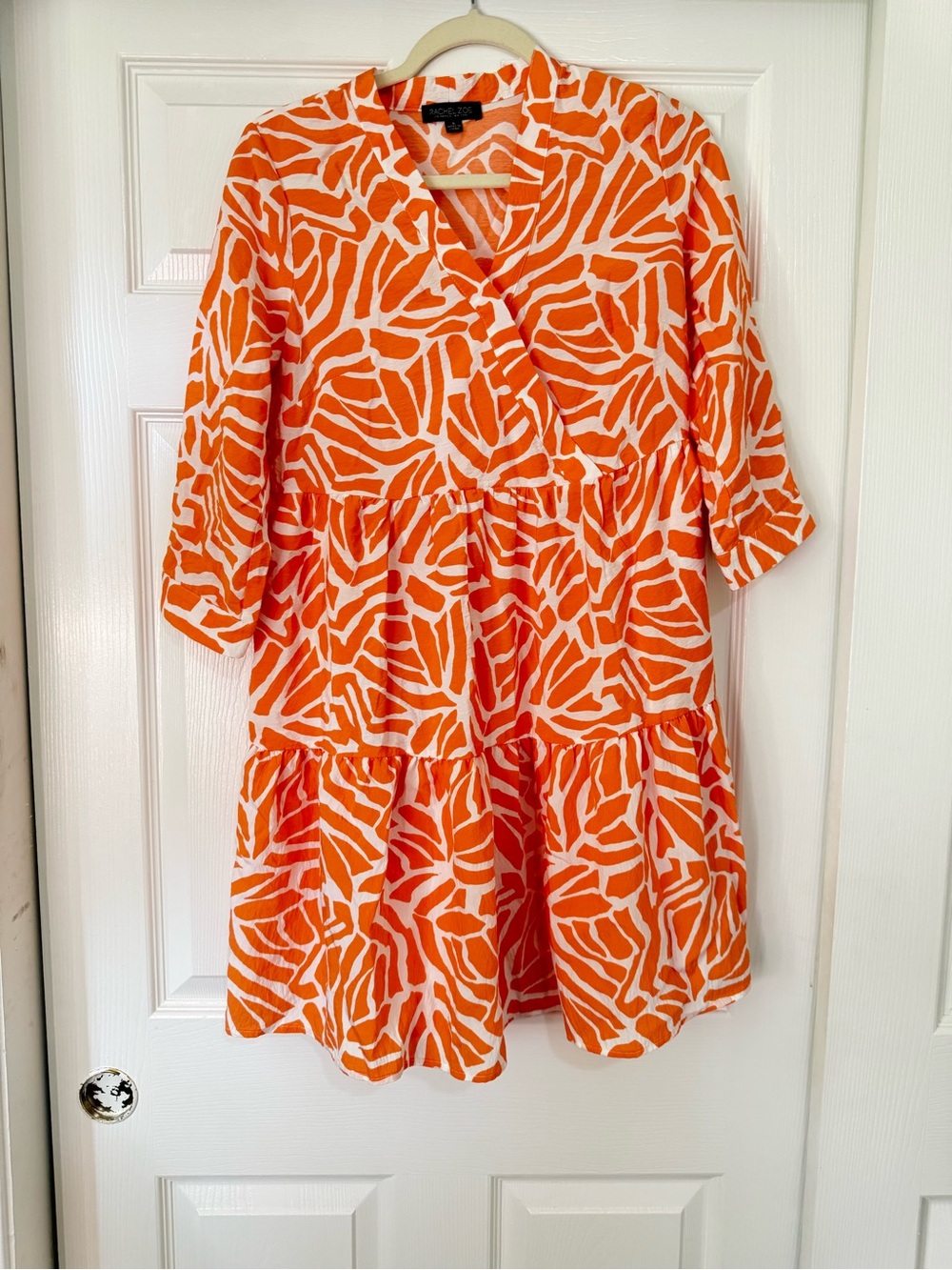 Rachel Zoe Orange and White Tiered Zebra-Print Dress